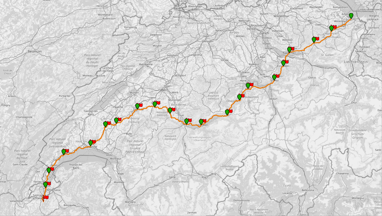 via jacobi start and endpoints