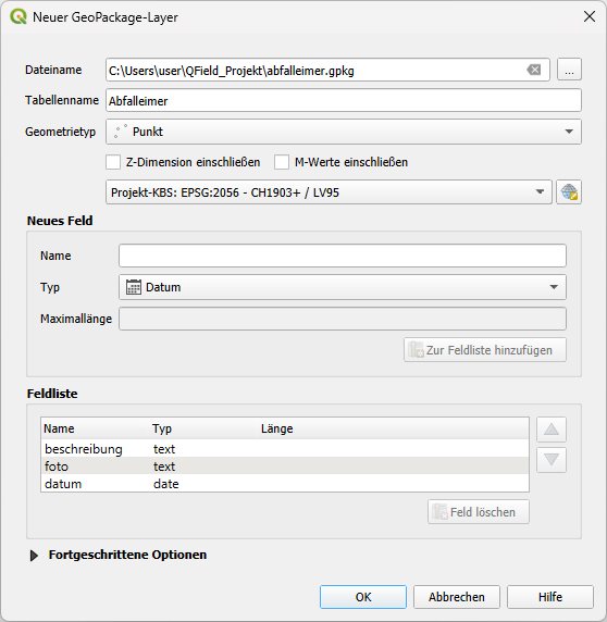 qgis neuer layer