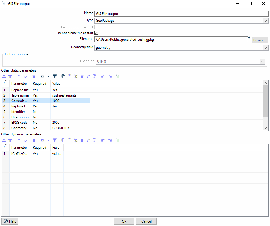 GIS File out config